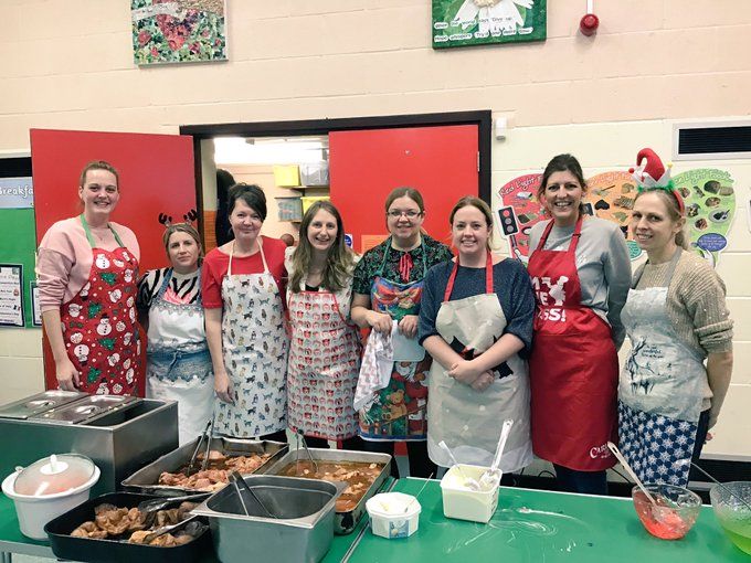 Our fabulous PTFA serving all the children and staff Christmas lunch!